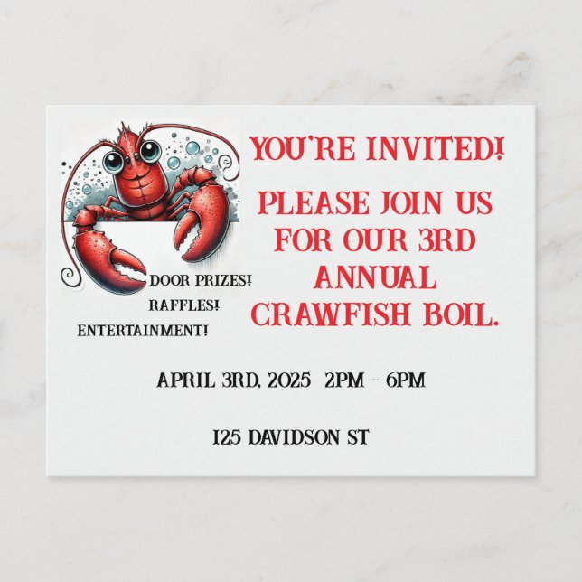Crawfish / Lobster Designer Postcard (Front)