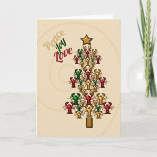 Crawfish Lobster Peace Love Joy Christmas Tree Holiday Card