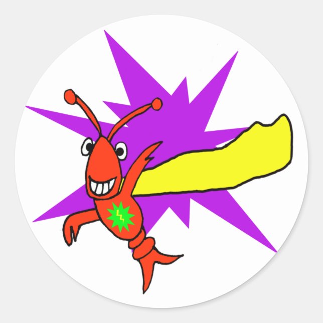 Crawfish (Lobster) Superhero Classic Round Sticker (Front)