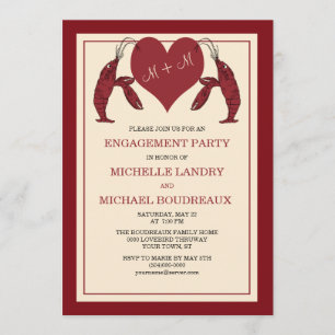 Crawfish Lobsters with Heart Engagement Party Invitation