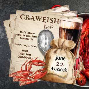 Crawfish Mudbugs and Beer Party Invitation