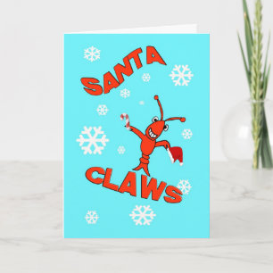 Crawfish Santa Claws Christmas Holiday Card