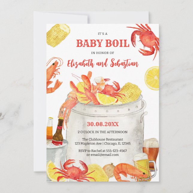 Crawfish Seafood Boil Baby Shower Invitation (Front)
