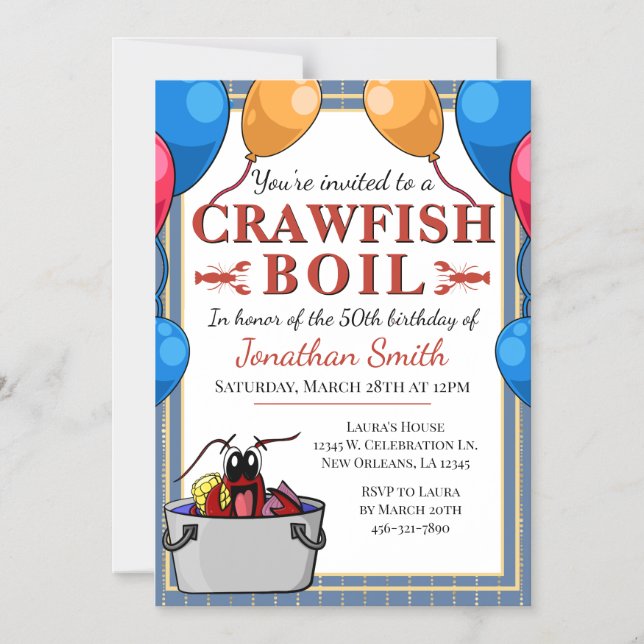 Crawfish Seafood Boil Birthday Special Event Magnetic Invitation (Front)
