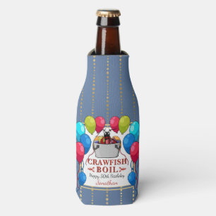 Crawfish Seafood Boil Blue Gold Party Birthday Bottle Cooler