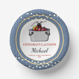 Crawfish Seafood Boil Blue Graduation Party Paper Plate