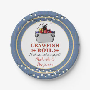 Crawfish Seafood Boil Blue Party or Engagement Paper Plate