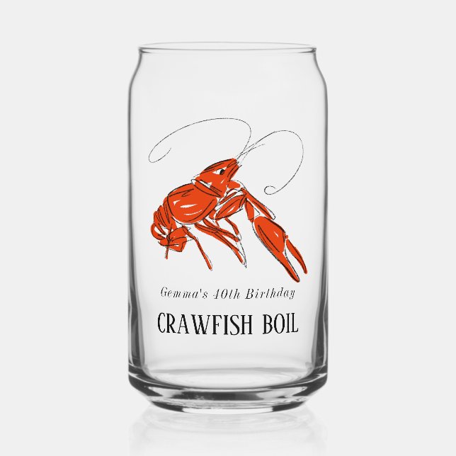 Crawfish Seafood Boil Personalised Can Glass (Front)