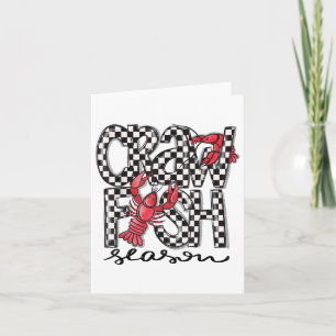 Crawfish Season Chequered Funny Crawfish Boil Lobs Card