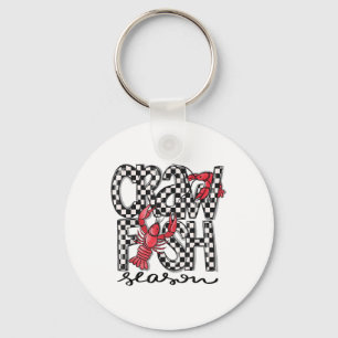 Crawfish Season Chequered Funny Crawfish Boil Lobs Key Ring