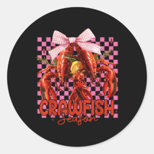 Crawfish Season Coquette Bow Seafood Party Crawfis Classic Round Sticker