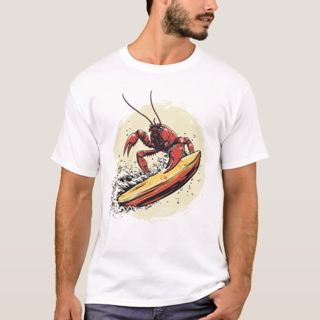 Crawfish surfing surfboard T-Shirt (Front)