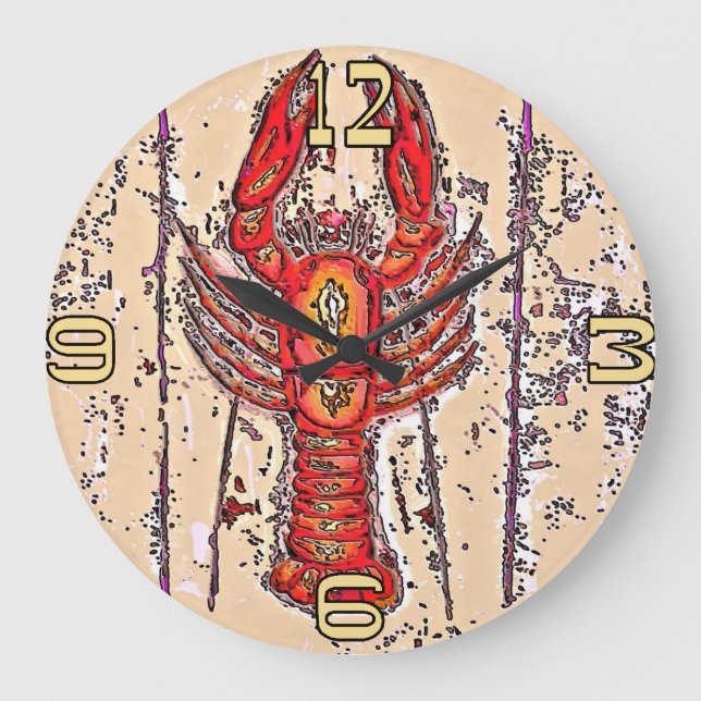Crawfish Time, Crayfish,Lobster Large Clock (Front)