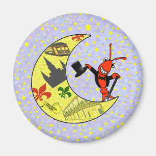 Crawfish Top Hat Crescent Moon magnet
