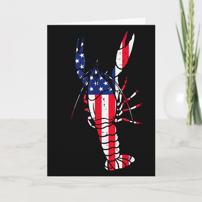 Crawfish Us Flag Crayfish Lobster Patriotic Men Wo Card (Front)