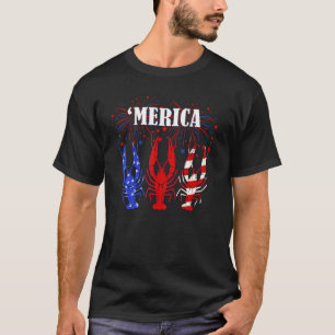 Crawfish Usa Flag Merica Red White Blue Crayfish 4 T-Shirt