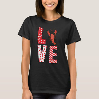 Crawfish Valentines Day Love Valentine Cute Hearts T-Shirt