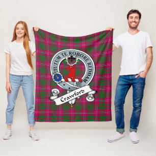Crawford Clan Badge Tartan Plaid Fleece Blanket