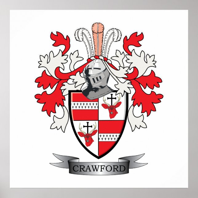 Crawford Family Crest Coat of Arms Poster (Front)