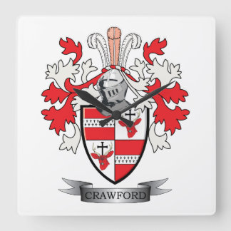 Crawford Family Crest Coat of Arms Square Wall Clock