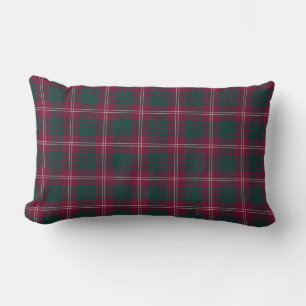 Crawford Family Maroon and Green Tartan Lumbar Cushion