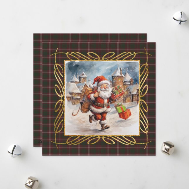 Crawford Modern Scottish Tartan Christmas  Holiday Card (Front/Back In Situ)