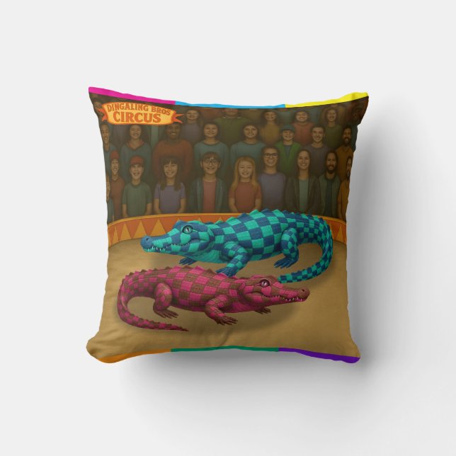 Crawford, painted circus crocodile cushion (Front)