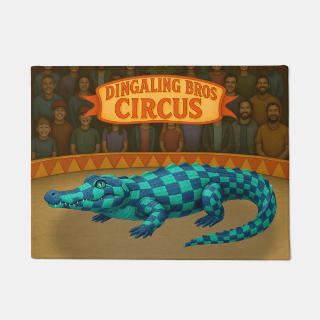 Crawford, painted circus crocodile doormat (Front)