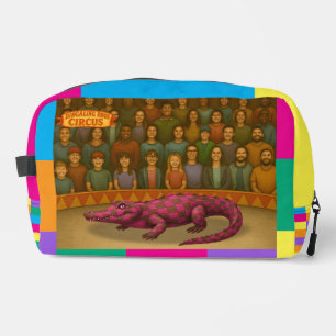 Crawford, painted circus crocodile dopp kit