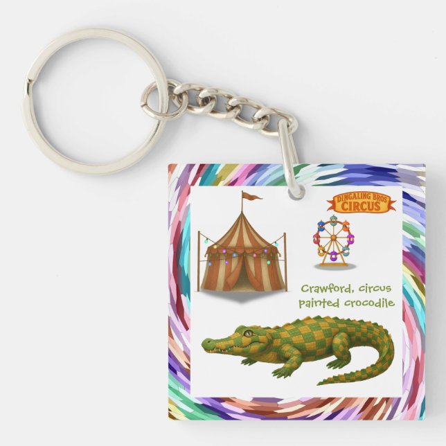 Crawford, painted circus crocodile key ring (Front)