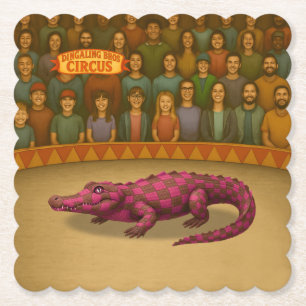 Crawford, painted circus crocodile paper coaster