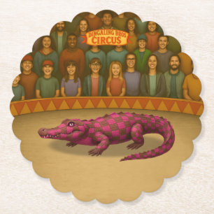 Crawford, painted circus crocodile paper coaster