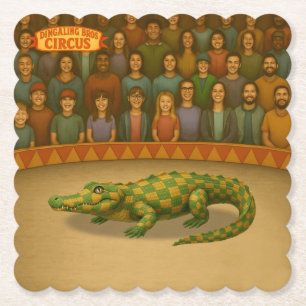 Crawford, painted circus crocodile paper coaster