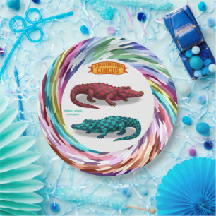 Crawford, painted circus crocodile paper plate