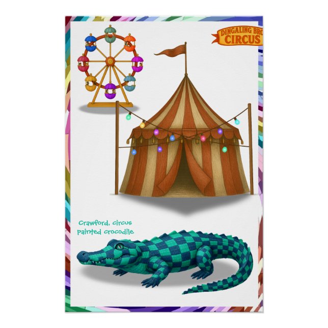 Crawford, painted circus crocodile poster (Front)