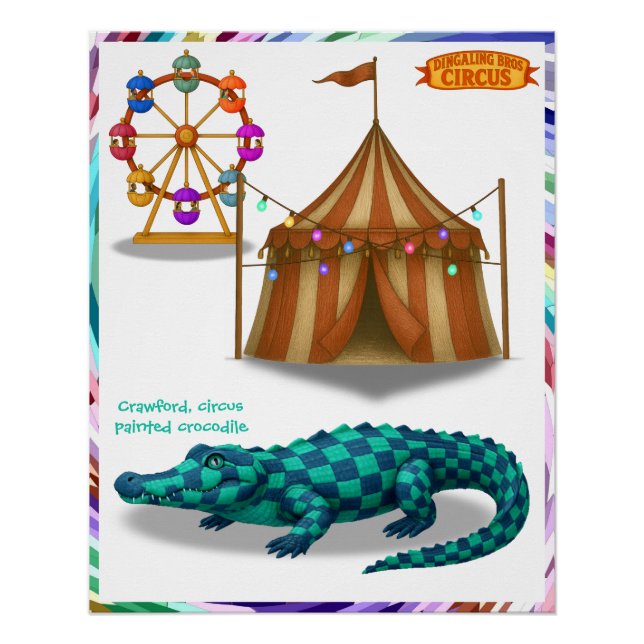 Crawford, painted circus crocodile poster (Front)