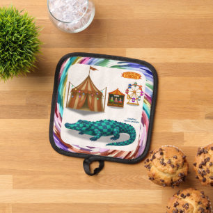Crawford, painted circus crocodile pot holder