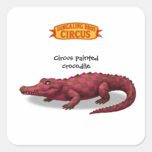 Crawford, painted circus crocodile square sticker