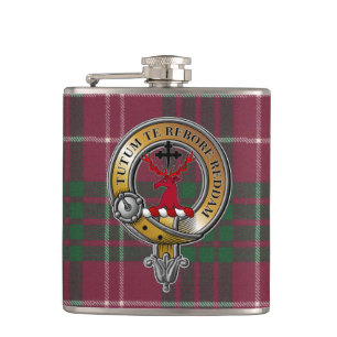 Crawford Tartan & Badge Hip Flask