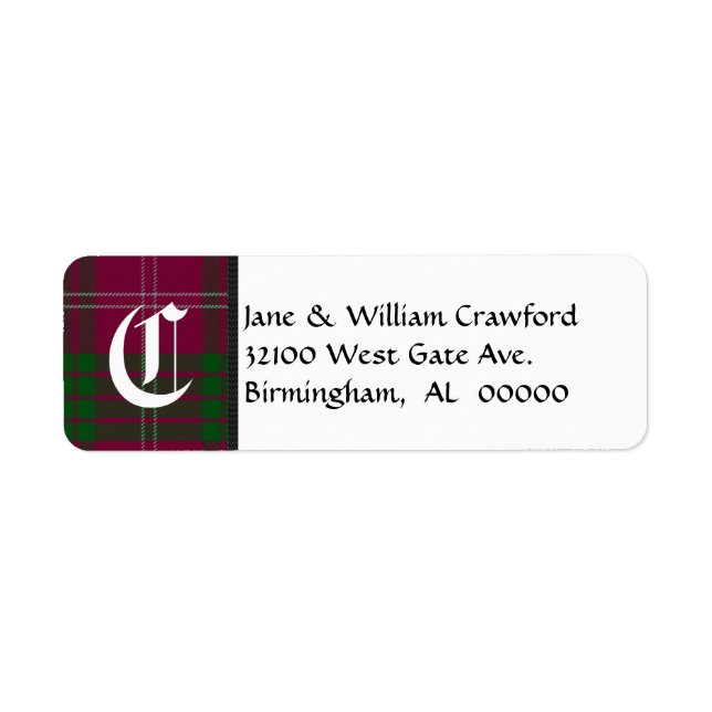 Crawford Tartan Plaid Monogram Address Labels (Front)