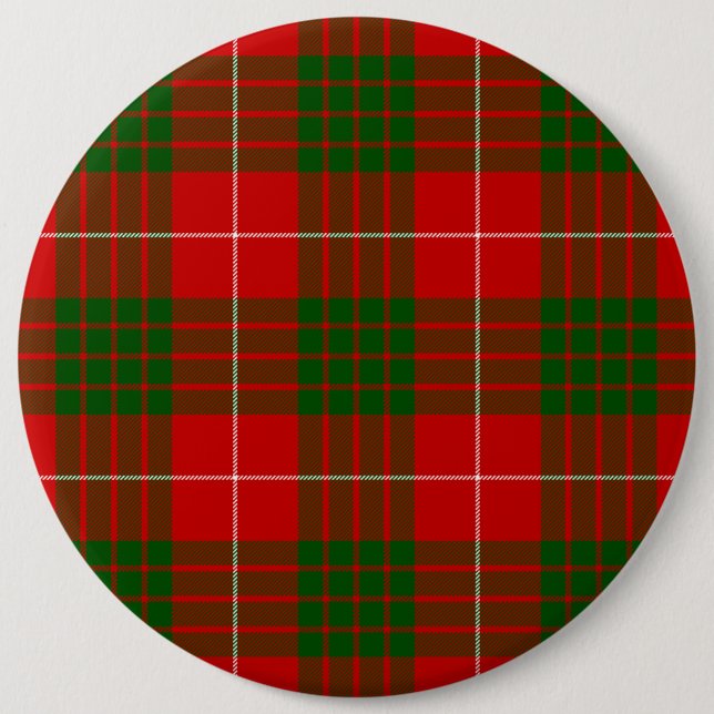 Crawford tartan red green plaid 6 cm round badge (Front)