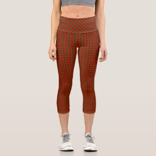 Crawford tartan red green plaid capri leggings
