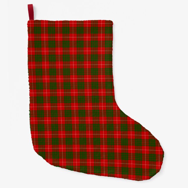 Crawford tartan red green plaid large christmas stocking (Front)