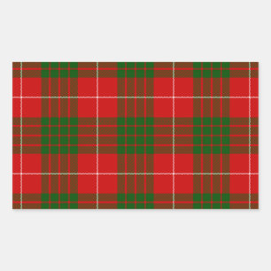 Crawford tartan red green plaid rectangular sticker