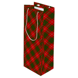 Crawford tartan red green plaid wine gift bag