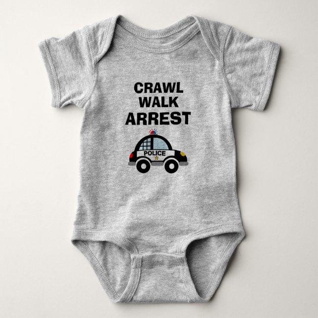 Crawl walk arrest cute police car Baby Bodysuit (Front)