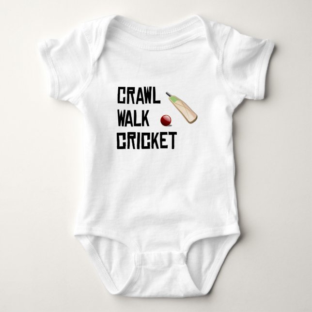 Crawl Walk Cricket Baby Bodysuit (Front)