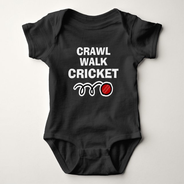 CRAWL WALK CRICKET sports bodysuit for new baby (Front)