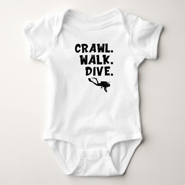 Crawl Walk Dive, Diving Baby Bodysuit (Front)
