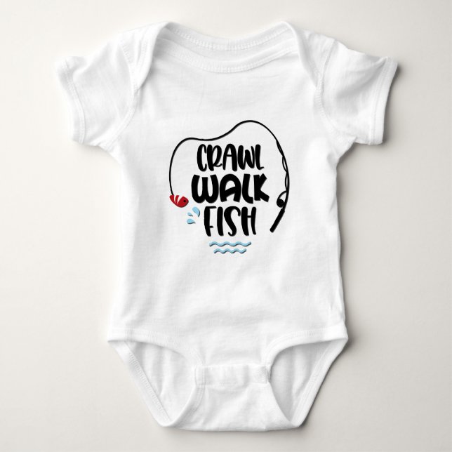 Crawl Walk Fish Baby Bodysuit (Front)